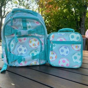 Pottery barn kids, soccer glow-in-the-dark book bag and lunch box set